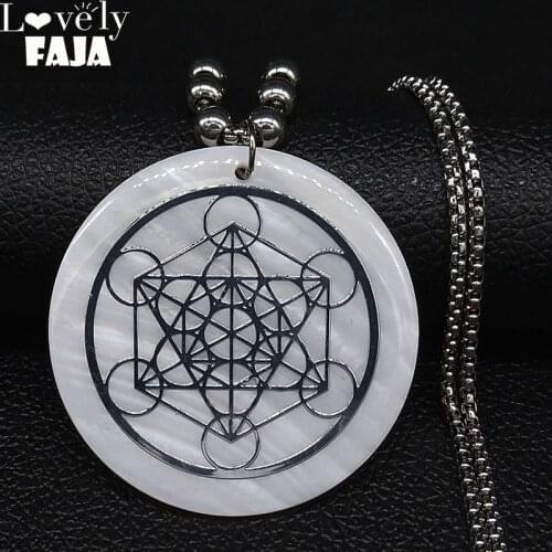 2021 Yoga Hindu Buddhism Shell Stainless Steel Chain Necklace Women Tree of Flower Silver Color Necklaces Jewelry joyas N19098