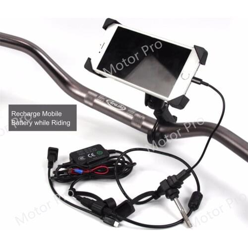 3.5-5.5 inch Universal Motorcycle Mobile Holder with Charger GPS Navigation Bracket Motorbike R1200GS Adventure S1000RR BLACK
