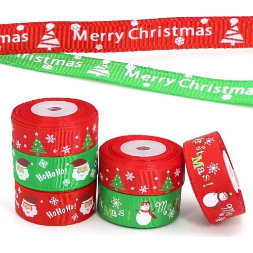 3/8"-1" Christmas Ribbon 10-25Yards Printed Grosgrain Ribbon For Bows DIY Gift Wrap Christmas/Party Decoration Festival Supplies