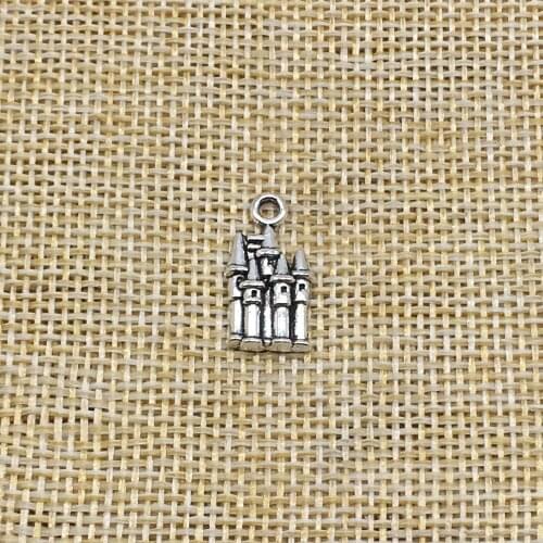 50Pcs Castle Charms Antique Silver Color DIY Jewelry Making Handmade Crafts