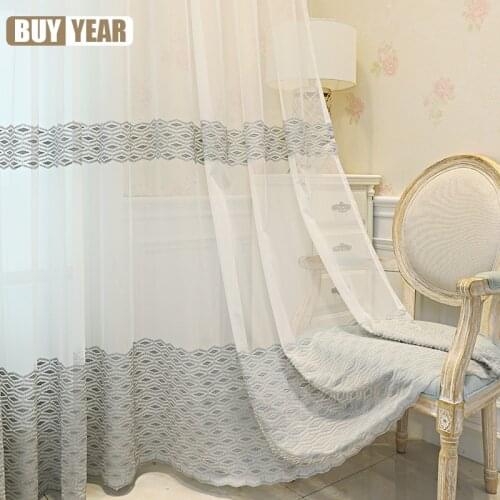 White fresh and simple Curtains for Living dining room bedroom modern curtains translucent embroidered balcony curtains