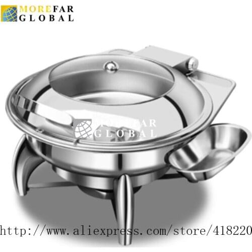 304 Stainless Steel Buffet Stove With Spoon Tray Hotel Tableware Ahcohol/Electric Heating Freshness Preservation Large Capacity