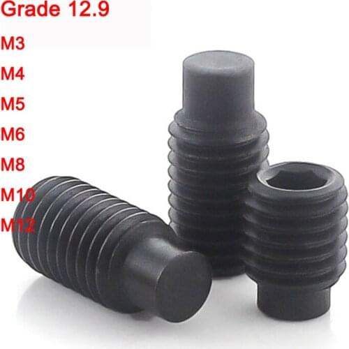 Grade 12.9 Black Allen Head With Dog Point Grub Convex End Screws Bolts Hex Hexagon Socket Set Screw M3 M4 M5 M6 M8 M10 M12
