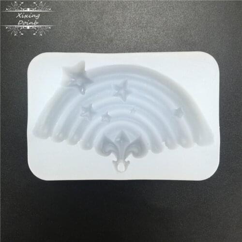 DIY resin mold rainbow fan shape silica gel mold sugar craft cake decoration tool epoxy resin jewelry pendant mold