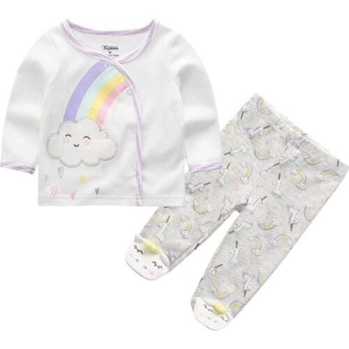 Baby girls t-shirt Long Sleeve girl clothes toddler cartoon pants 0-9M newborn Outfits boy clothing Set