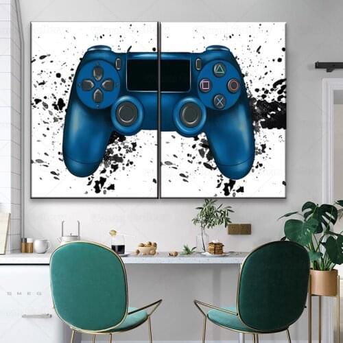 Aquarelle Boys Game Poster Print Gamepad Illustration Game Wall Art Picture Joystick Canvas Painting for Kids Room Home Decor