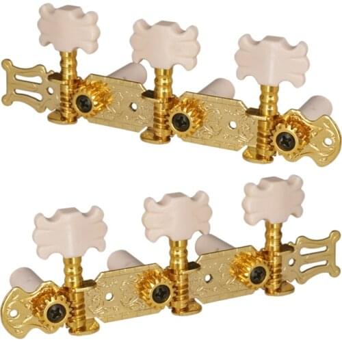 Classical Guitar String Tuners Keys Machine Heads Tuning Pegs 1 Left 2 Right with Mount Screws Golden