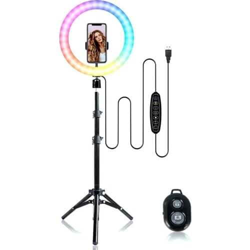 Selfie Ring Light, 12 Inch LED Selfie Lights RGB Circle Light with Extendable Tripod Stand and Phone Holder