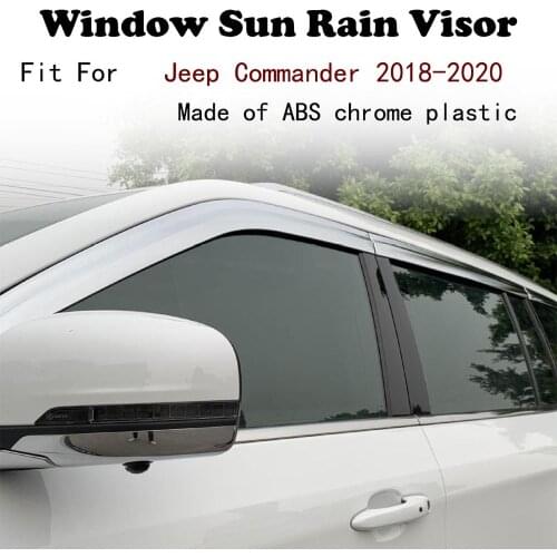 ABS Chrome plastic Window Visor Vent Shades Sun Rain Guard car accessories For Jeep Commander 2018-2020