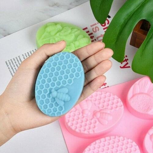 Creative Healthy Materials Silicone Soap Mold DIY Handmade Craft 3D Soap Mold Silicone Oval 6 Forms Soap Molds Soap Making