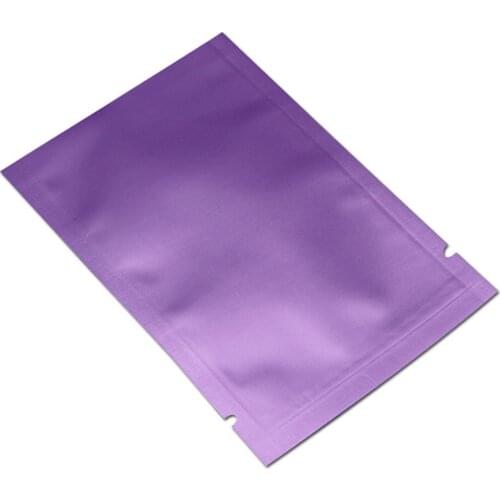 Matte Purple 12x18cm Open Top Pure Aluminum Foil Vacuum Food Grade Package Pouch Mylar Heat Sealable Foil Vacuum Dry Food Candy