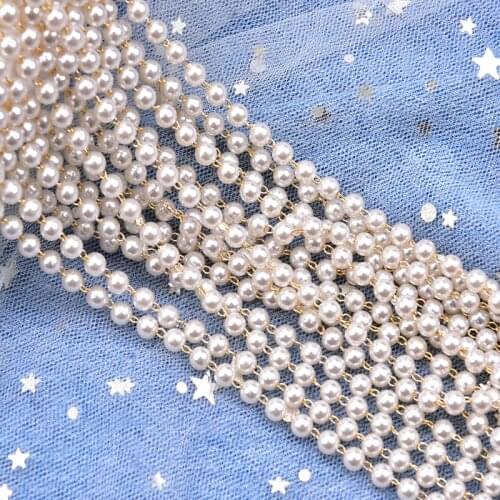 3mm 4mm 5mm 6mm 8mm Gold Tone Pearl Beads Cup Chain Trimming DIY Necklace Bracelet Collar Garment Accessories
