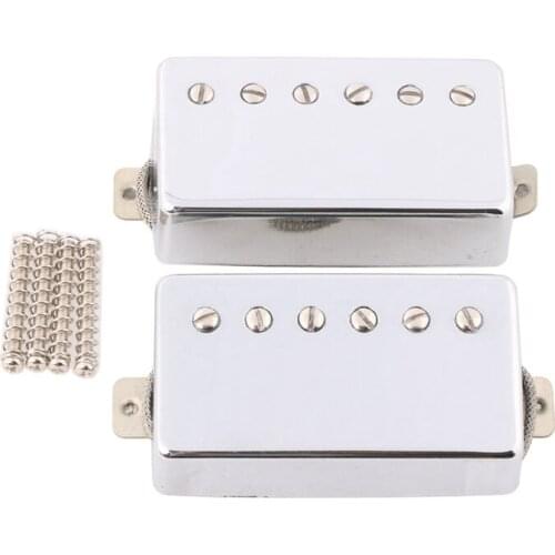 Set of 2 Electric Guitar Humbucker Pickup Neck Bridge Pickups for LP Guitar Accessories Chrome
