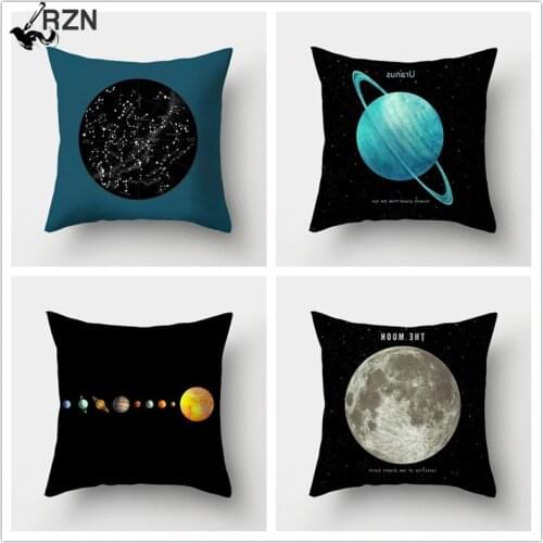 Classic British Style planet track polyester single-sided printing pillow cover home deco cushion cover square lumbar pillowcase