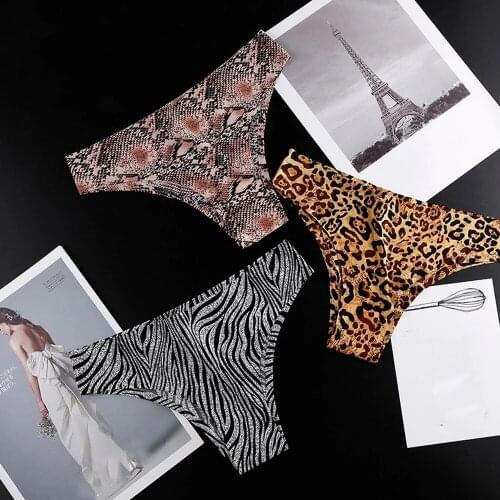 Sexy Women Seamless Underwear High Quality Womens Panties Print Tanga Low-rise Lingerie Ice Silk Intimate Briefs Striped Panty