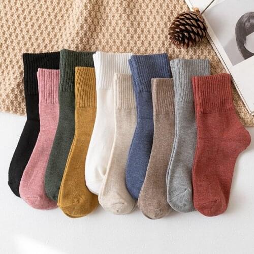 New Fashion Cotton Women Socks Cute Candy Color Crew Socks High Quality Spring Autumn Winter Funny Warm Socks 5pairs