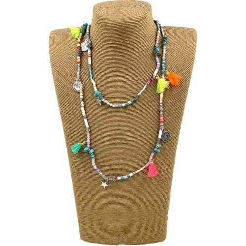 New bohemian Necklace seed beads beaded long handmade necklace colorful beads be used bracelet 2021 new spring for women