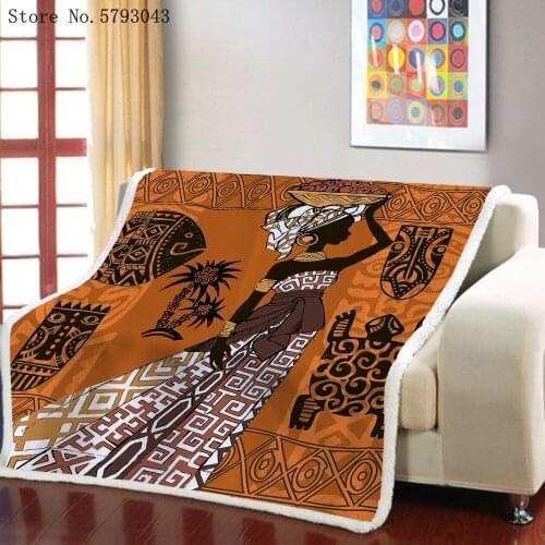 African Women Sherpa Blanket Style Exotic Fleece Blanket 3D Print For Bedroom Weighted Blanket Picnic Travel Nap Office Blanket