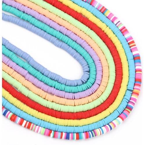 4mm/6mm Flat Round MiX Color Polymer Clay Beads Slices for Girls Bracelet Making Diy Necklace&Bracelet Accessories 15inche