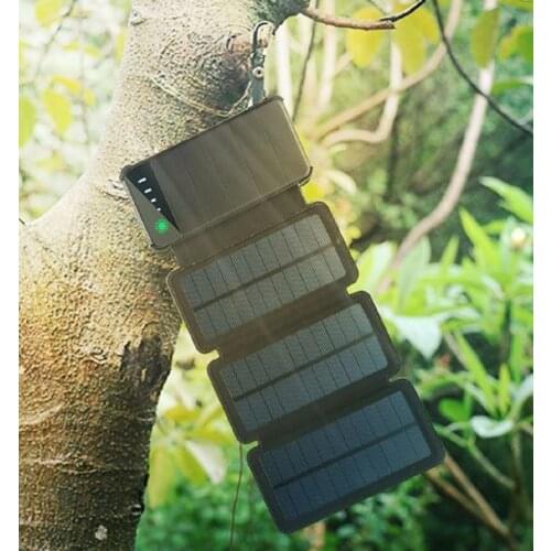 GGX ENERGY 10000mah Portable Solar Mobile Phone Charger Solar Power Bank Removable Foldable 4W/6W/8W Solar Panel LED for Camping