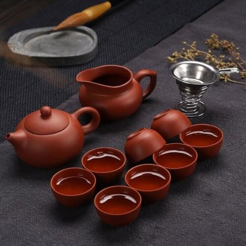Christmas Ceramic Yixing purple sand Kung Fu tea seta teapot eight cups of tea set teapot teacup set
