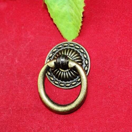 10PCS 32mm*48mm Shaky drop ring knobs antique brass drawer dresser knob pull bronze kichen cabinet cupboard furniture handles