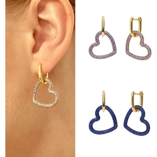 1PC Minimalist Heart Pendant 925 Silver Exquisite CZ Hoop Earrings Fashion Jewelry for Women Birthday Gift Luxury Banquet