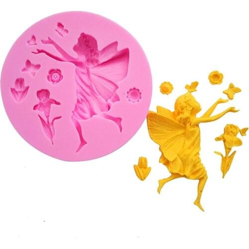 SYLPHY 1pcs Elf Girl Silicone Mold DIY Cake Border Fondant Cake Decorating Tools Cupcake Chocolate Moulds CJ256