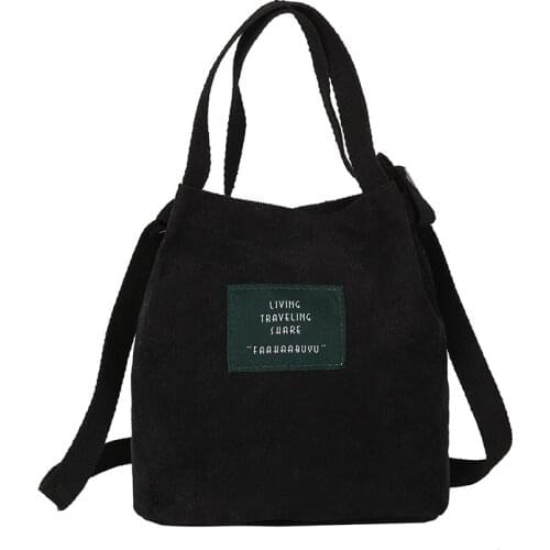 Preppy Style Canvas Bags Corduroy Student Shoulder Messenger Crossbody Small Bag Satchel Travel Purse Handbag Tote For Women