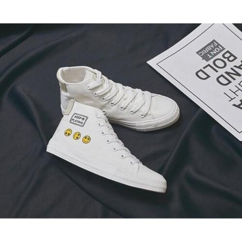 2021 Womens Casual Canvas Shoes Girls Fashion High Top Students Small White Lovers Sneakers
