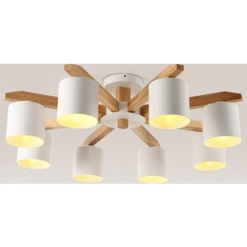2021 Wrought Lron & Solid Wood E27 Nordic Personality Simple Chandelier For Bedroom Kitchen Living Room