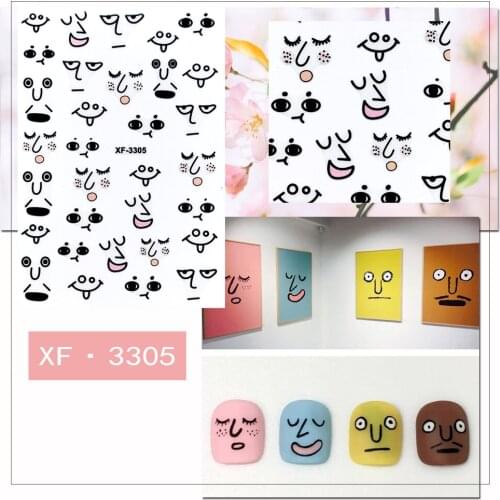 3D Abstraction Nail Art Decorations Stickers Back Glue Decals Manicure Design Nails Sticker DIY Cartoon Abstract Art Decals