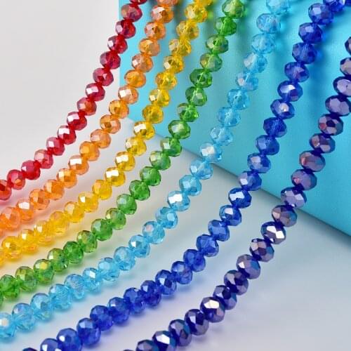 4 6 8mm Multicolor Rondelle Crystal Beads for Jewelry Making Spacer Loose Round Glass Beads Handmade Diy Bracelet Necklace