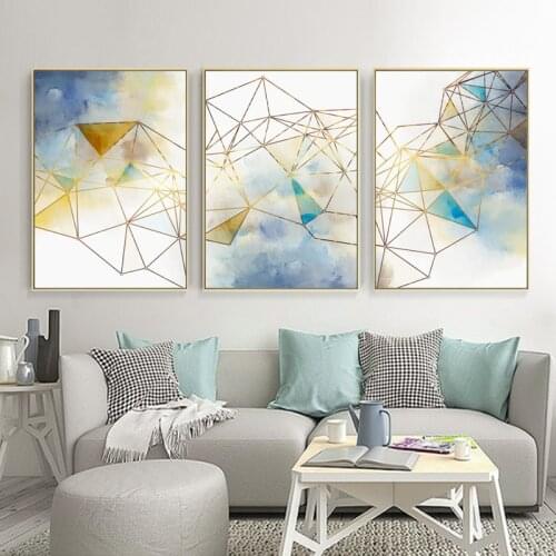 Abstract Geometric Line Wall Art Canvas Painting Pictures Posters and Prints Gallery for Living Room Home Decor