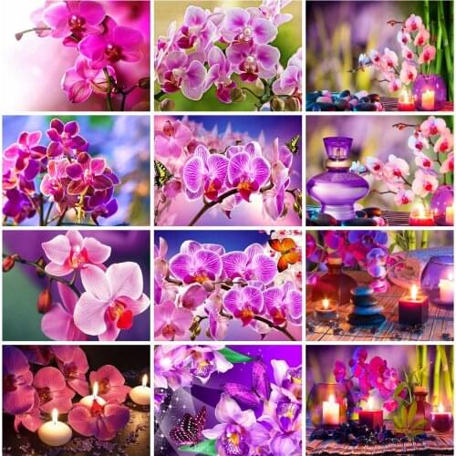 EverShine Diamond Painting Flowers Cross Stitch Diamodn Embroidery Orchid Stone Picture Rhinestones New Arrivals Home Decor
