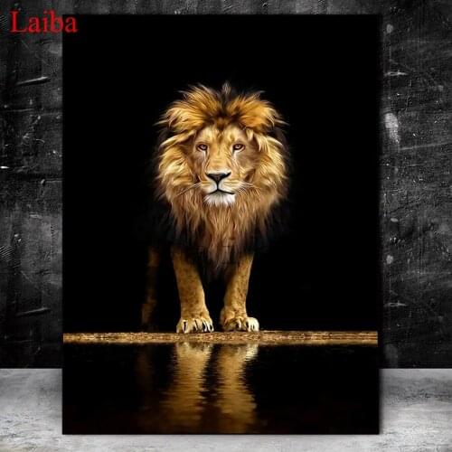Diamond painting Modern art, golden lion reflection 5d diy handmade embroidery kit full square/round drill home decor