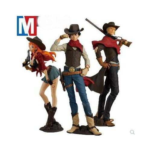 Anime One Piece Monkey.D.Luffy cowboy Zoro Luffy Nami PVC Figure Figurine Resin Collection Model Toy Doll Gifts Statue