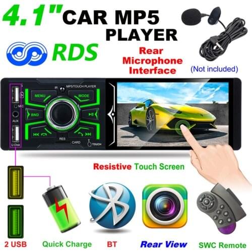 4.1"Touch screen RDS MP5/Radio/Bluetooth Car Player AM FM Radio support Subwoofer Microphone