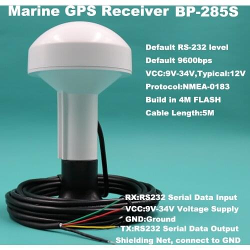 BEITIAN RS232 boat ship GNSS Receiver, Marine GPS receiver, 12V, 9600bps, build in 4M Flash, DIY Connector, BP-285S