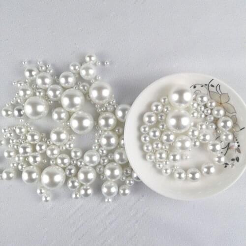 DIY white non-porous imitation pearl handmade material highlight clothing decoration accessories round loose beads 4-20mm