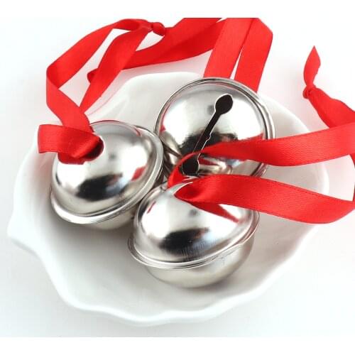 40mm Large Iron Jingle Bells Christmas Decoration Ornaments Pendant Bells with Ribbon DIY Craft 10pcs/lot