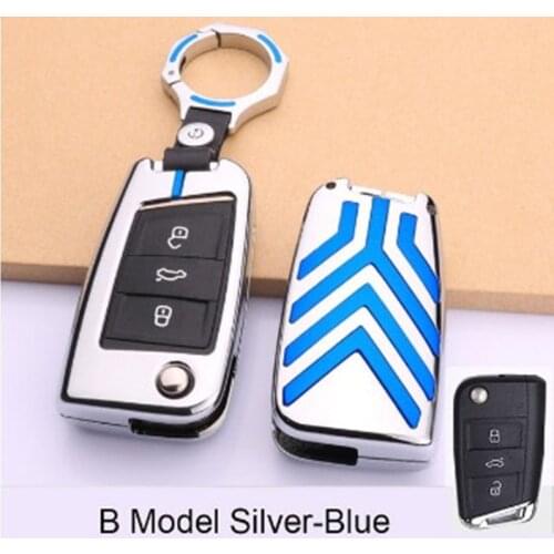 Zinc Alloy Car Key Case Key Bag Cover For Volkswagen Golf 7 MK7 Tiguan Touran 2017 For Skoda Octavia A7 RS For Seat Leon Ibiza