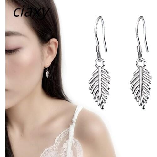 CIAXY 925 Sterling Silver Leaf Earrings Simple Ear Hook Art Accessories Earrings Female Korean Small Fresh Jewelry