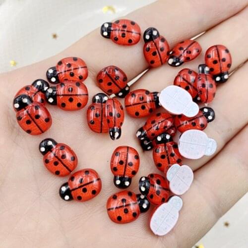 100 pieces 9*13mm Ladybug flat-back rhinestone decal stones DIY decorative acrylic rhinestones
