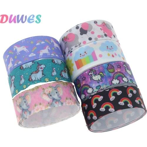 DHK 50yards elephant horse rainbow Printed Grosgrain Ribbon Accessory Hairbow Headwear Decoration DIY Wholesale OEM S1156