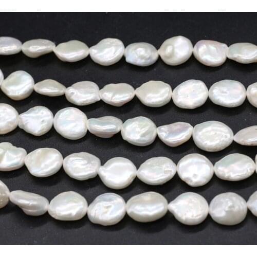 Natural Baroque White Special-Shaped Pearls Thick Buttons Shape Loose Beads For Jewelry Making DIY Bracelet Necklace Length 36cm
