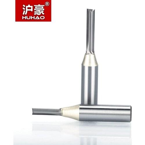 HUHAO 1pc 1/2" Shank TCT Straight Router Bits Woodworking Carving 2 Flute Milling Cutter Wood Engraving Carbide CNC Bits