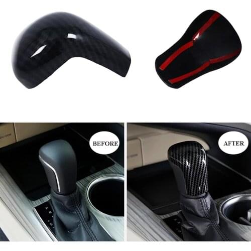 JEAZEA ABS Carbon Fiber Style Gear Head Shift Knob Switching Cover Interior Trimmer Moldings Accessories For Toyota Camry 2018