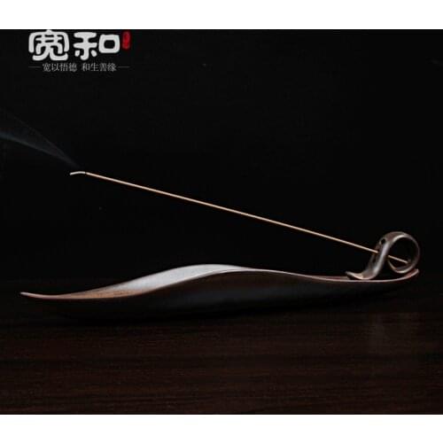 Ceramic line incense lying incense burner handmade unique incense holders Leaves Shape House decoration living room censer gift