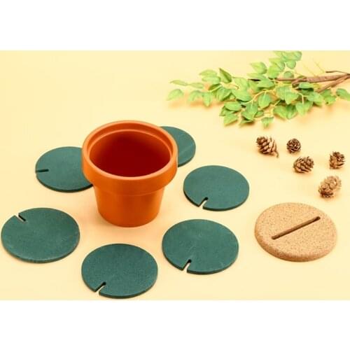 Creative DIY Cactus Coaster With Flower Pot Holder Non-slip Insulation Cup Insulation Tea Mat Home Office Decoration